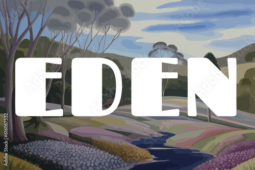 Eden: Beautiful painting of an Australian scene with the name Eden in New South Wales