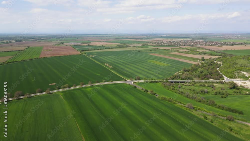 Aerial view of Upper Thracian Plain near town of Asenovgrad, Plovdiv Region, Bulgaria Aerial view of Upper Thracian Plain near town of Asenovgrad, Plovdiv Region, Bulgaria