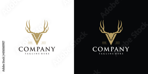 initial letter V vector icon logo with deer head design