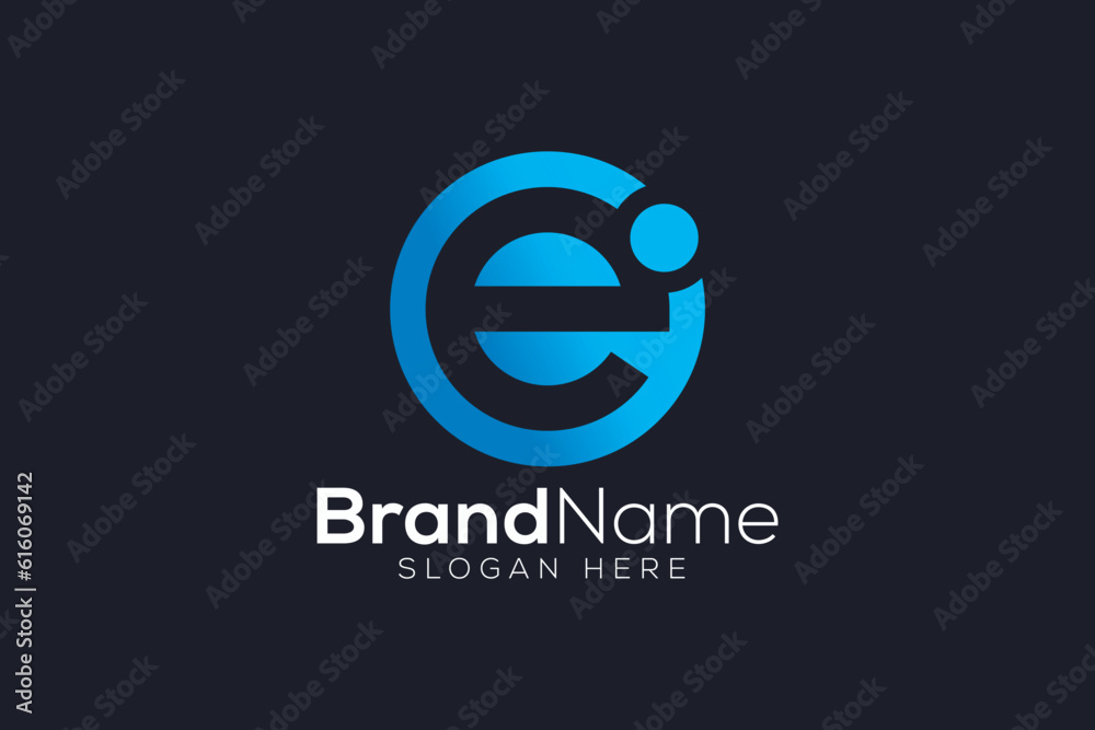 Letter E i lens logo design template Letter E i lens logo design template