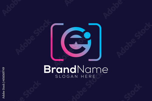 Letter e VR headset logo design template