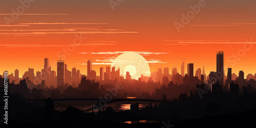 ai generated illustration City Sunset Background