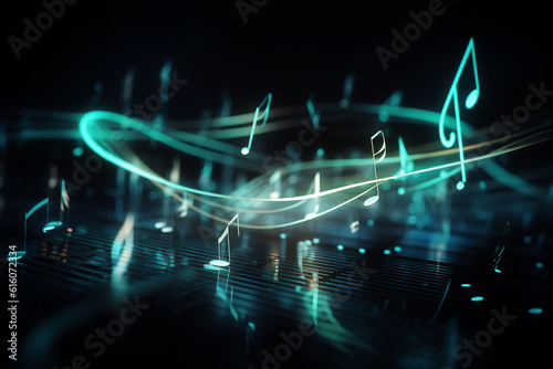Photographie ai generated  Illustration of an Abstract Background with Music notes