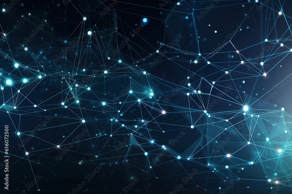 ai generated Illustration Molecules technology with polygonal shapes on dark blue background. ai generated Illustration Molecules technology with polygonal shapes on dark blue background.