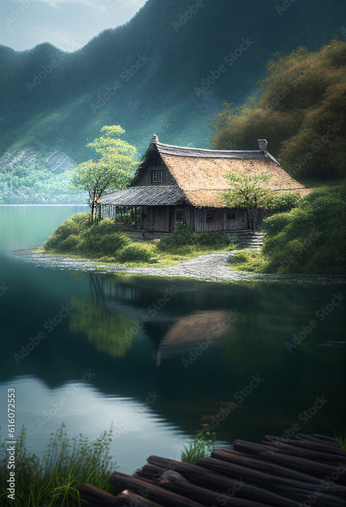 Fototapeta premium house on the lake