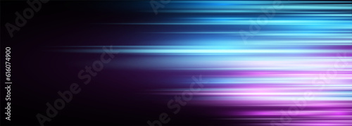 Black modern wide abstract technology background with blue and pink glowing high-speed and movement light effect. Vector illustration