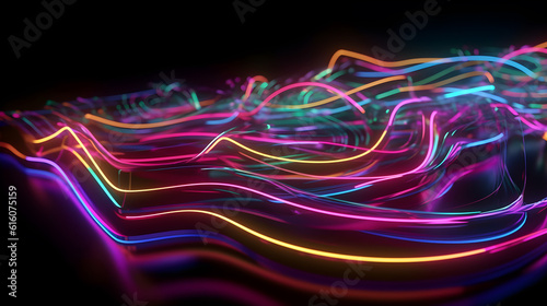 Colorful glowing lines  abstract neon background  generative ai