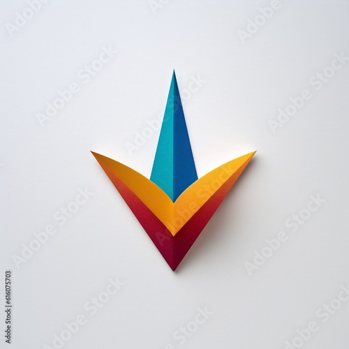 Free Download Minimalistic colored paper cut logo representing a message, white background Generative AI - GFXLoad