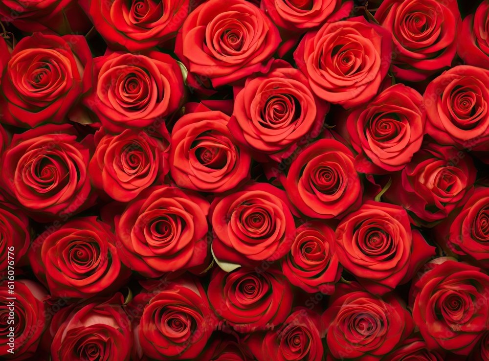 Natural red roses background created with Generative AI technology