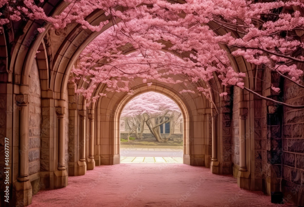 Obraz premium Rows of cherry trees