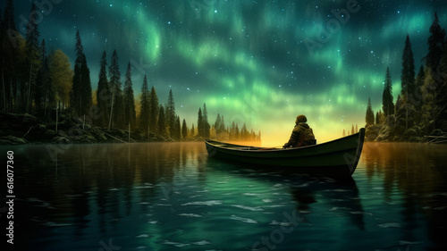 northern lights over the lake © Aliaksei