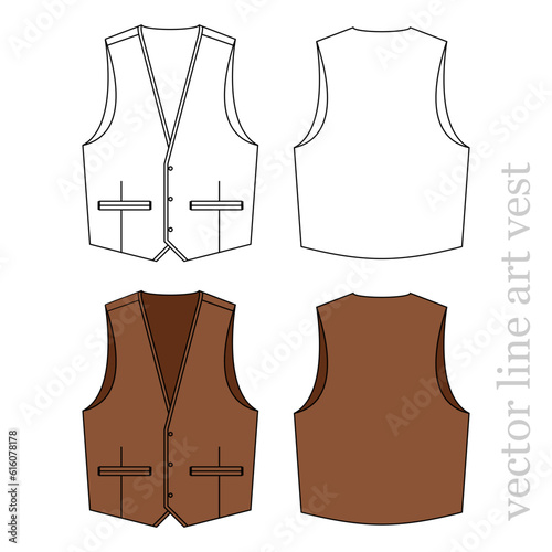 male cowboy vest vector line art