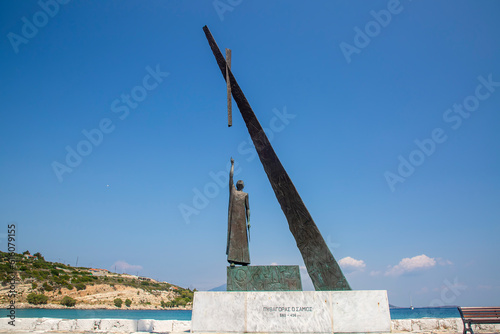 Pythagoras the Samian at Pythagorion Port view in Samos Island. Samos Island is populer tourist destination in Greece.