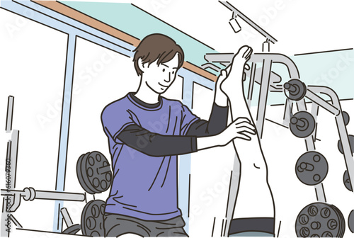 スポーツ整体のマッサージをする男性整体師