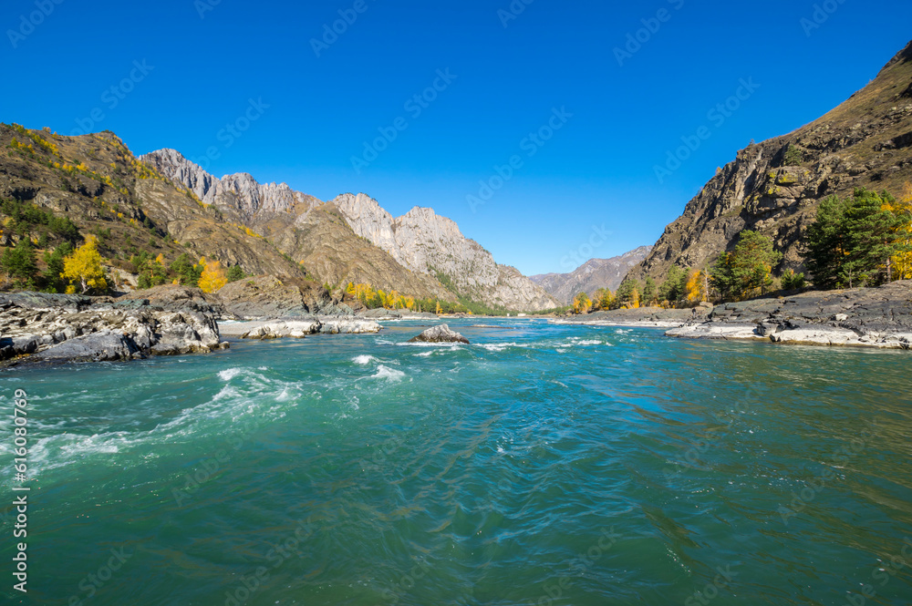 View of river Katun and Altay mountains View of river Katun and Altay mountains