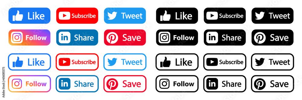 Social Media Icons,Facebook,Instagram,Twitter ,YouTube ,LinkedIn