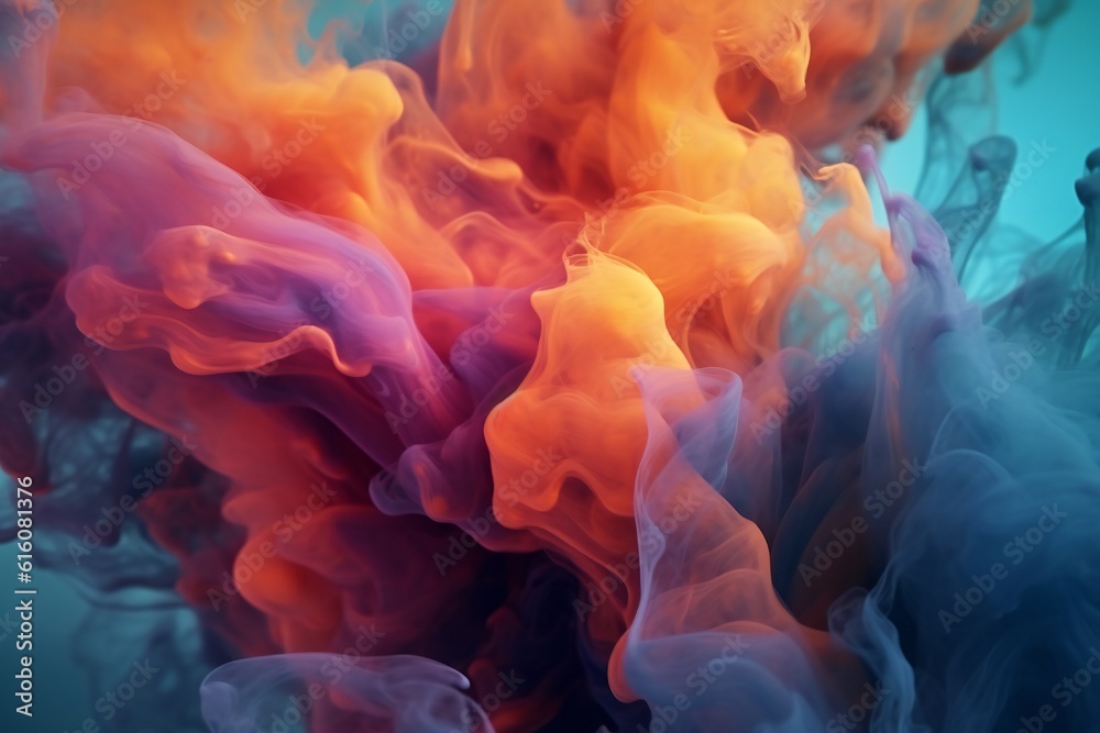 Obraz premium Fluid smoke paint pouring background Generative AI