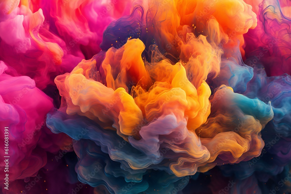 Fototapeta premium Fluid smoke paint pouring background Generative AI