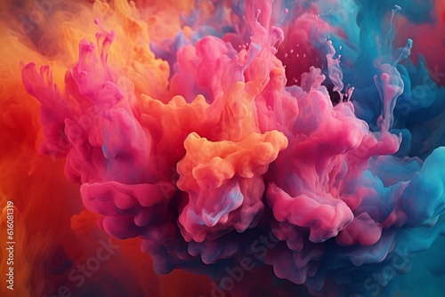 Fluid smoke paint pouring background Generative AI