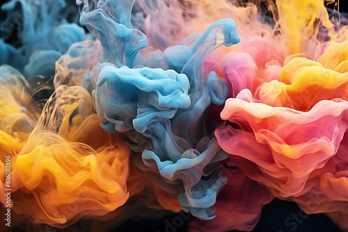 Fluid smoke paint pouring background Generative AI