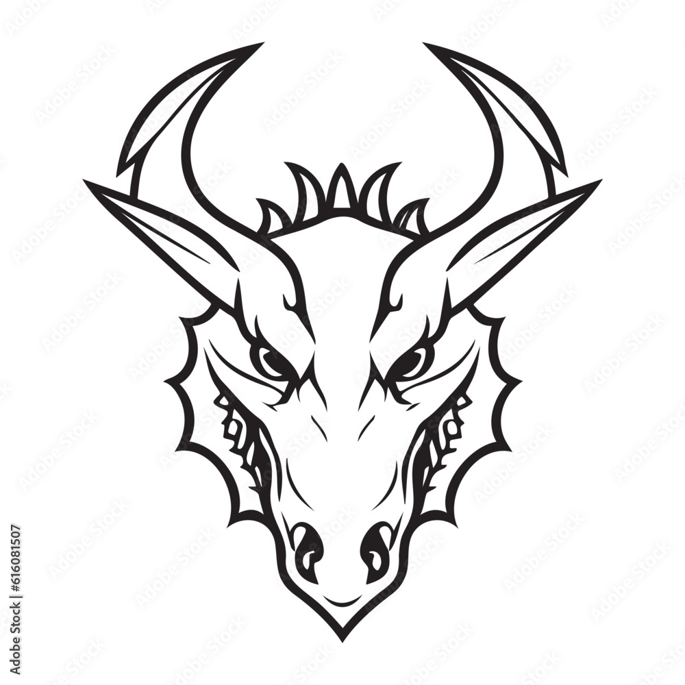 Dragon head black and white vector icon Dragon head black and white vector icon
