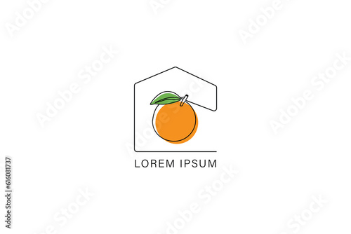 orange shop minimalist line art logo design illustration, orange logo design