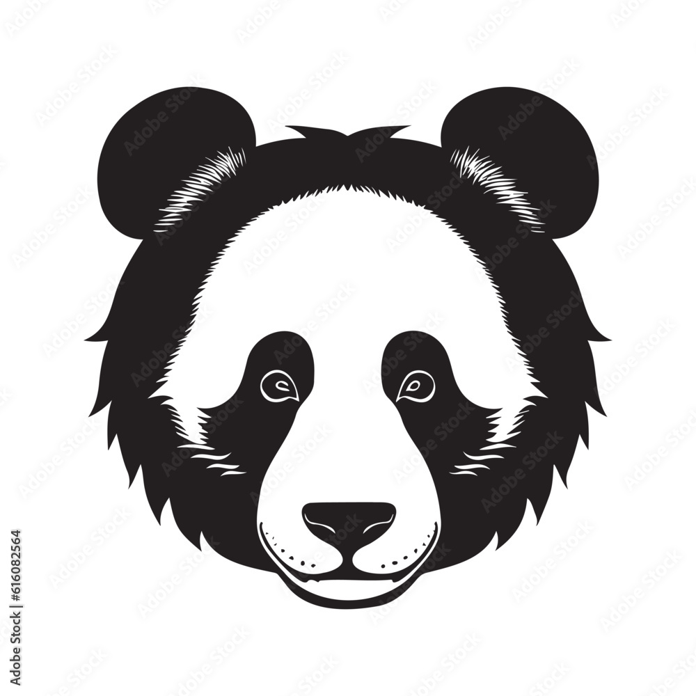 Panda head black and white vector icon Panda head black and white vector icon