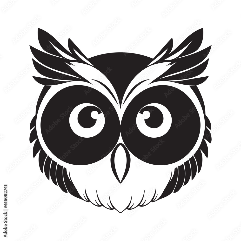 Owl head black and white vector icon. Owl head black and white vector icon.