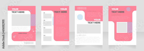 Makeup artist service pink and white blank brochure layout design. Vertical poster template set with empty copy space for text. Premade corporate reports collection. Editable flyer paper pages