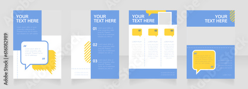 Online communication blank brochure layout design. Info in speech bubble. Vertical poster template set with empty copy space for text. Premade corporate reports collection. Editable flyer paper pages
