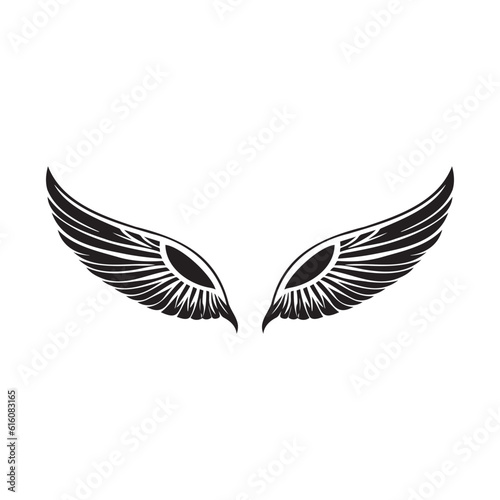 Wings black and white vector icon