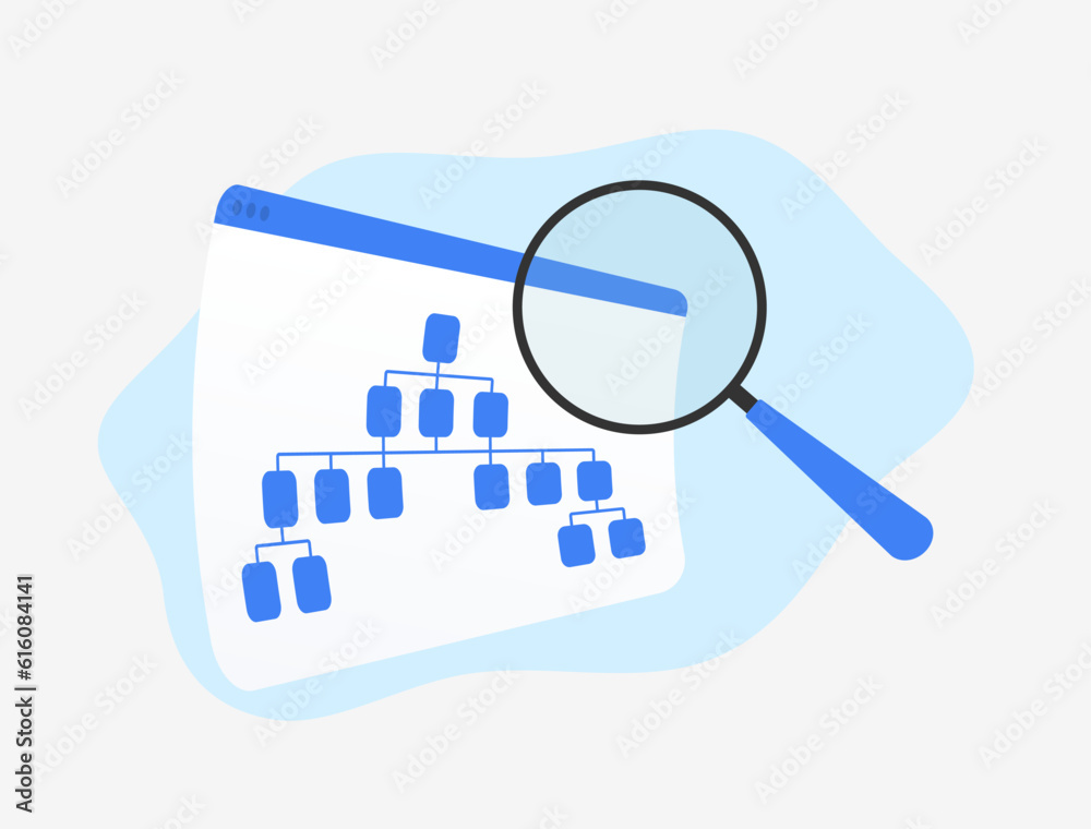 Website Sitemap vector illustration. Create and submit an XML file listing all URLs for better seo search engine optimization. Enhance business online presence. Isolated on white background - obrazy, fototapety, plakaty 
