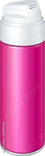Mockup Blank Pink Violet Magenta Purple Shaving Foam Aerosol Spray Metal Bottle Can. 3D. Illustration Isolated On White Background. Mockup Template Ready For Your Design. Vector EPS10