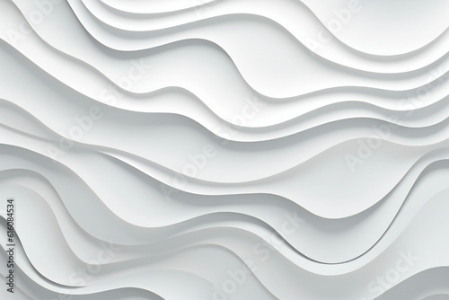 Minimalist white paper cut waves background, white background