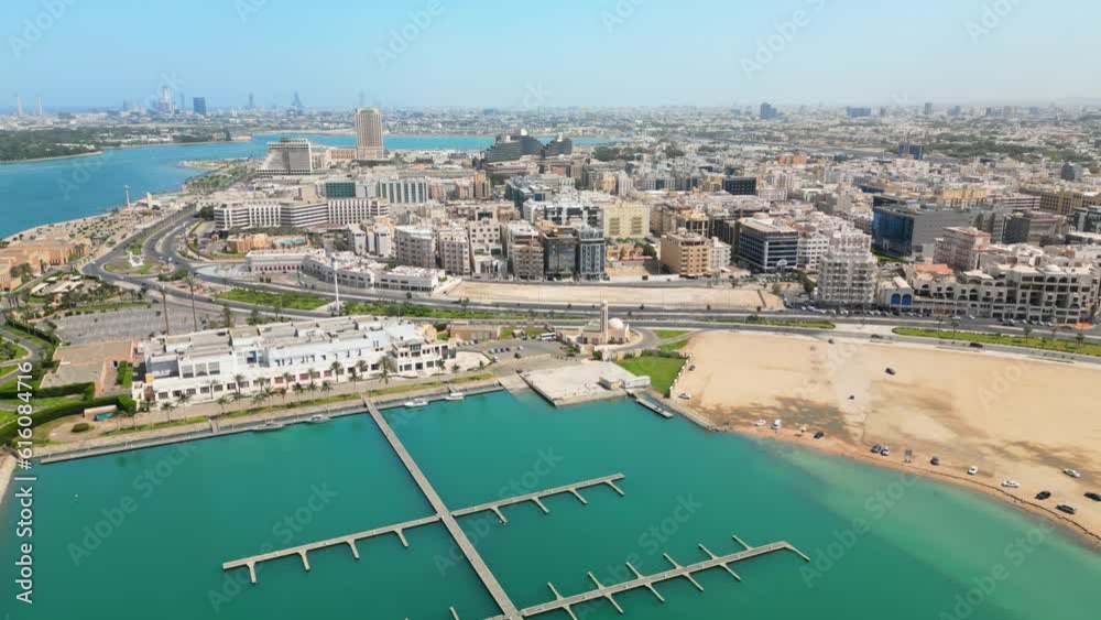 Jeddah, Saudi Arabia Aerial view of coastal city and famous resort