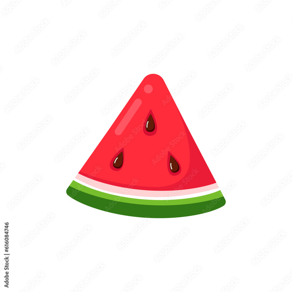 Slice of watermelon. Fruit illustration for farm market menu.Vector Isolated on white background. Slice of watermelon. Fruit illustration for farm market menu.Vector Isolated on white background.