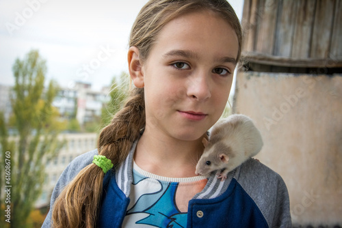 beautiful girl with fancy rat