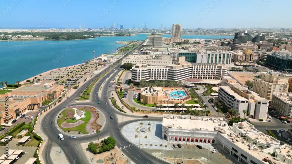 Jeddah, Saudi Arabia Aerial view of coastal city and famous resort
