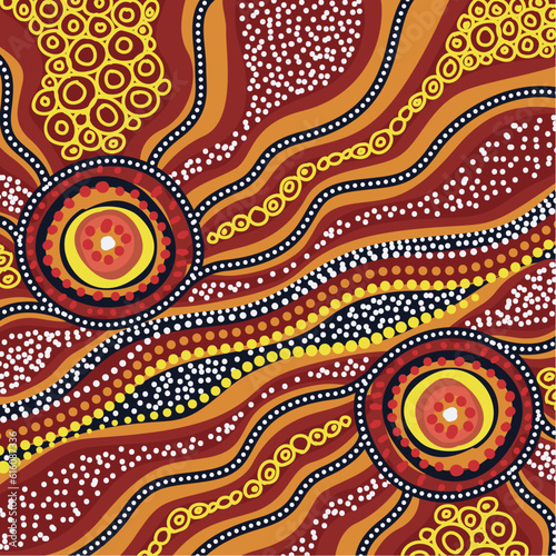 A vector artwork with aboriginal dot design