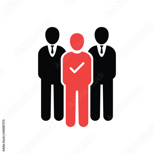choosing best employee for job. flat style trend modern logotype graphic design. concept of fair vacancy for finding manpower in office for company or professional headhunting service for jobless