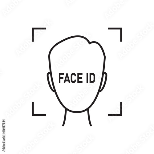 thin line black face id simple icon. flat lineart style modern stroke minimal logotype graphic art design isolated on white background. concept of easy access to device and faceid for unlock phone