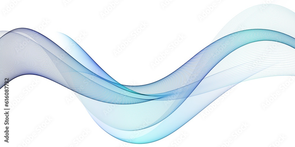 Abstract blue flowing wave lines isolated on white background. Design ...