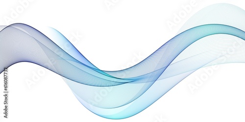 Abstract blue flowing wave lines isolated on white background. Design element for technology, science, modern concept