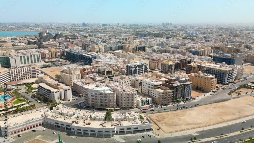 Jeddah, Saudi Arabia: Aerial view of coastal city and famous resort town, Al-Ruwais area, Red Sea - landscape panorama of Arabian Peninsula from above Jeddah, Saudi Arabia: Aerial view of coastal city and famous resort town, Al-Ruwais area, Red Sea - landscape panorama of Arabian Peninsula from above