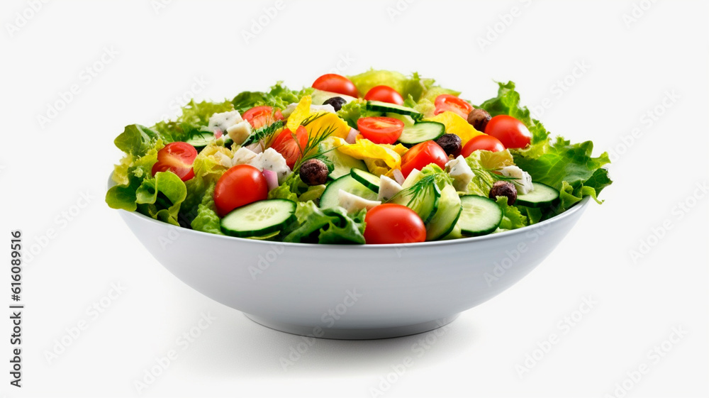 Vegetable salad isolate on white background. Generative AI,