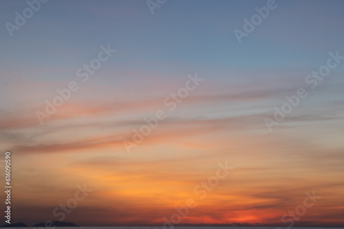 Sky background with clouds at dusk of dawn. © Story