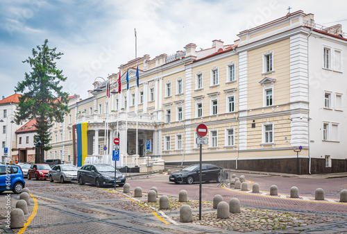 Main entrance of the Ministry of National Defence of Lithuania in Vilnius old town, where will take place on 11–12 July 2023 the NATO summit photo
