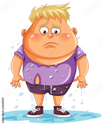 Sad Man Messing Up with Wet Water