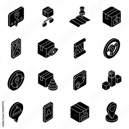 Pack of Logistic and Shipment Solid Icons

