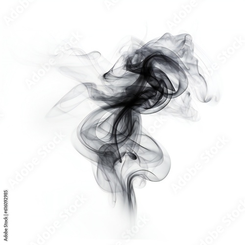 Dark smoke or mist element on white background Generative AI